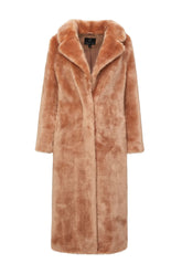 Unreal Fur | Long Mac Coat | Dusty Peach