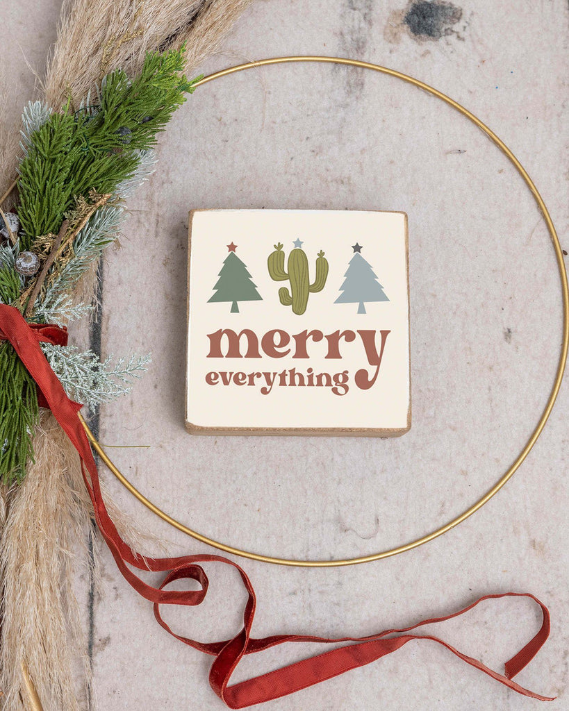 Merry Everything Decorative Wooden Block | Bohemian Mama Holiday Home Decor
