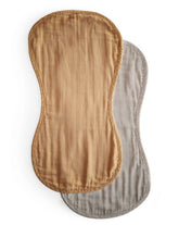 Muslin Burp Cloth Organic Cotton 2-Pack (Fall Yellow/Fog) | Mushie - Baby Feeding Accessories