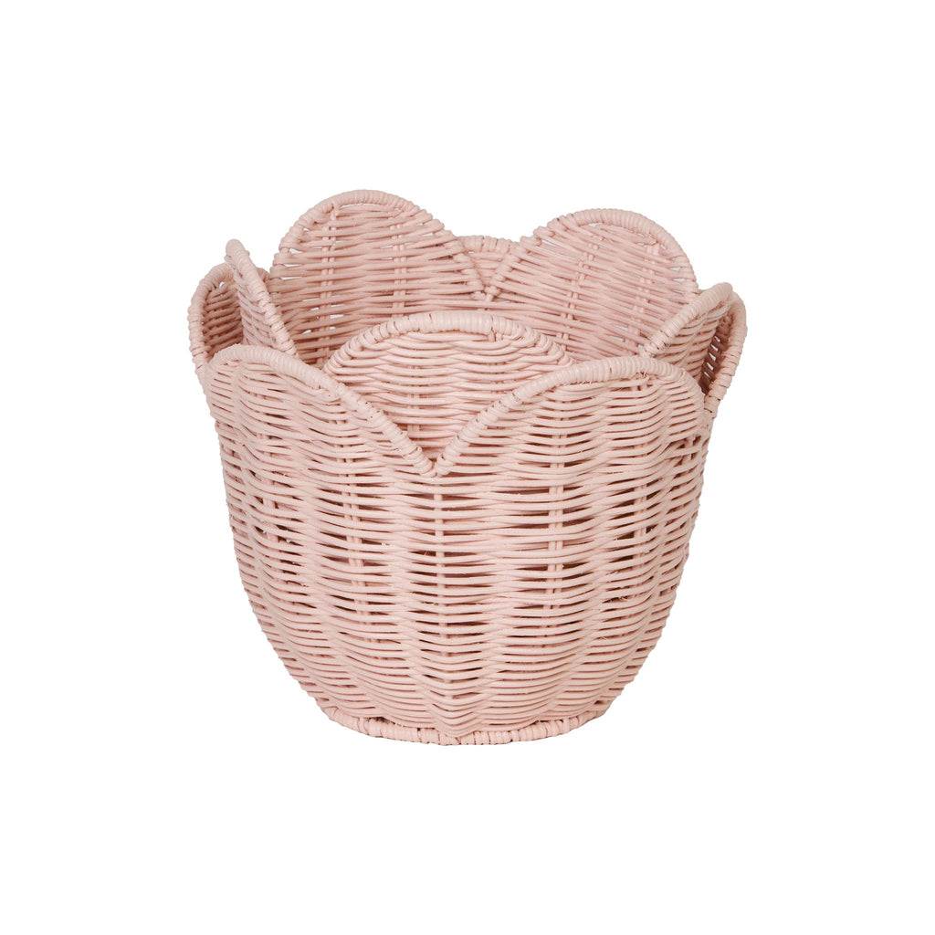 Rattan Lily Basket Set | Blush | Olli Ella - Kid's Bags and Toy Storage