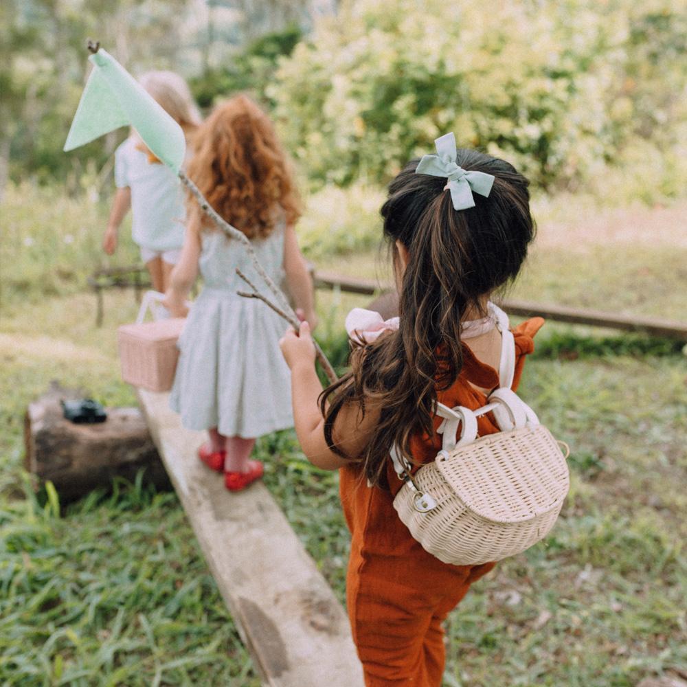 Rattan Backpack for kids. Mini Chari in Straw by Olli Ella