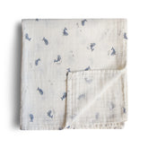 Organic Cotton Muslin Swaddle Blanket | Whales