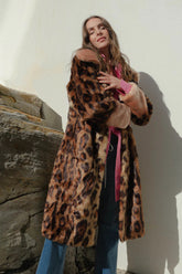 Unreal Fur | Orient Express Coat | Leopard & Peach