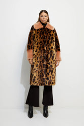 Unreal Fur | Orient Express Coat | Leopard & Peach
