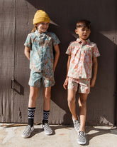 Sea Abyss Button Up Shirt | Turquoise | Seaesta Surf - Kids Clothing