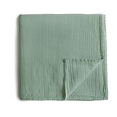 Muslin Swaddle Blanket Organic Cotton (Roman Green) Blankets + Swaddles Mushie 