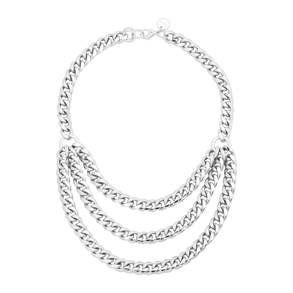 Triple Layer Curb Chain Necklace by eklexic eklexic SILVER 