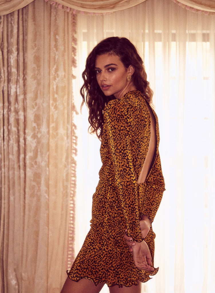 Saylor Tovah Pleated Leopard Mini Dress | Womens