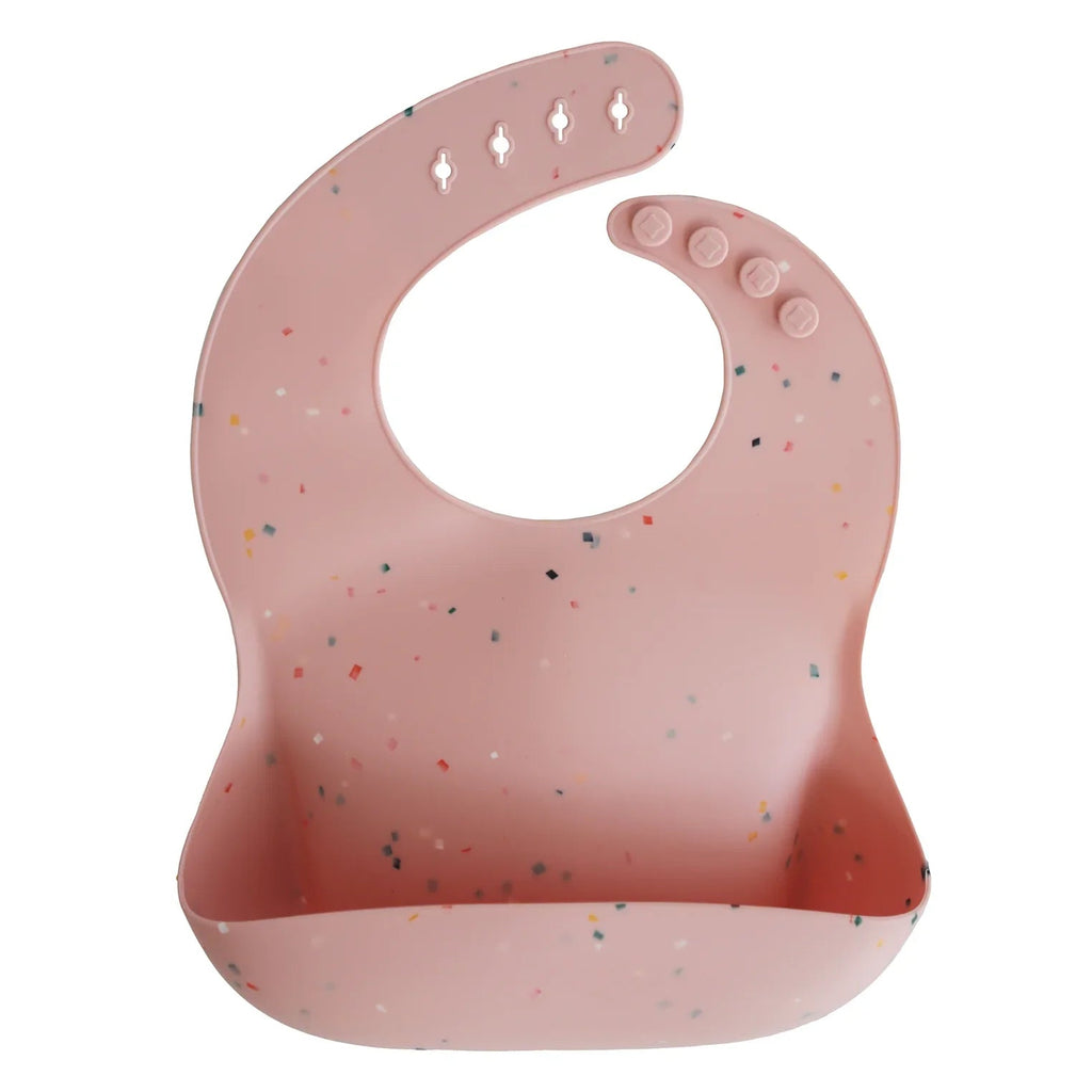 Silicone Baby Bib | Powder Pink Confetti Bibs Mushie Powder Pink Confetti 