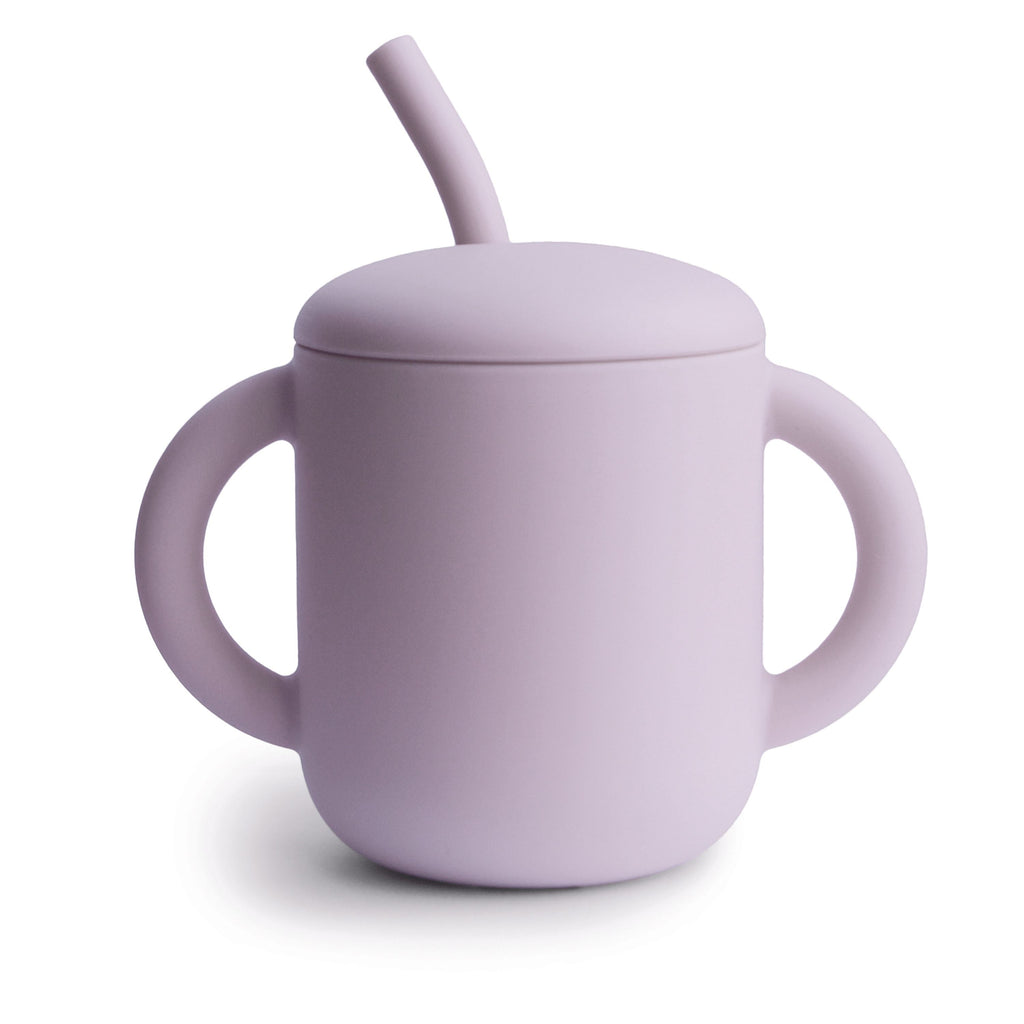 Silicone Training Cup + Straw (Soft Lilac) Cups Mushie 