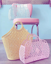 Retro Basket - Blue - Bubblegum Pink | Atomic Tote - Yellow | Sun Jellies Women's handbag