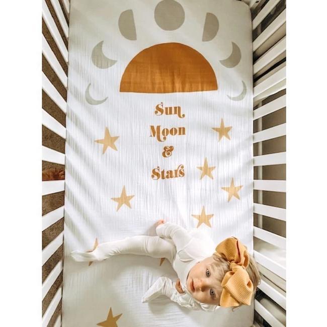 Sun, Moon, and Stars Organic Cotton Crib Sheet