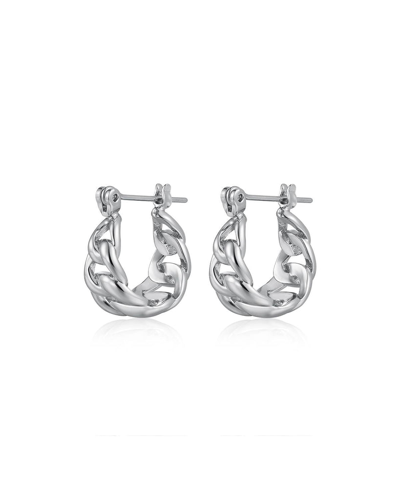 The Mini Louis Chain Hoops - Silver Earrings Luv Aj 
