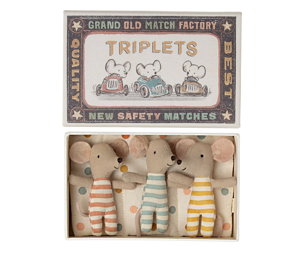 Triplets, Baby Mice in Matchbox Toys Maileg 