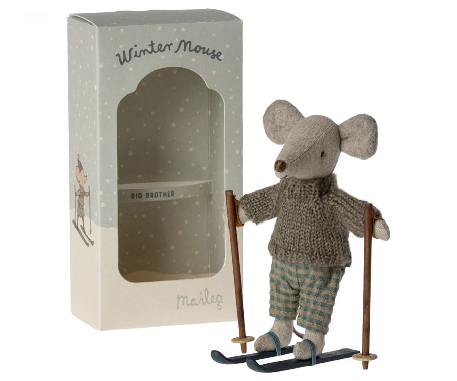 Winter mouse with ski set, Big brother Maileg 