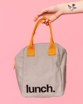 Zipper - 'Lunch' Grey / Pumpkin | Fluf - Sustainable Bags
