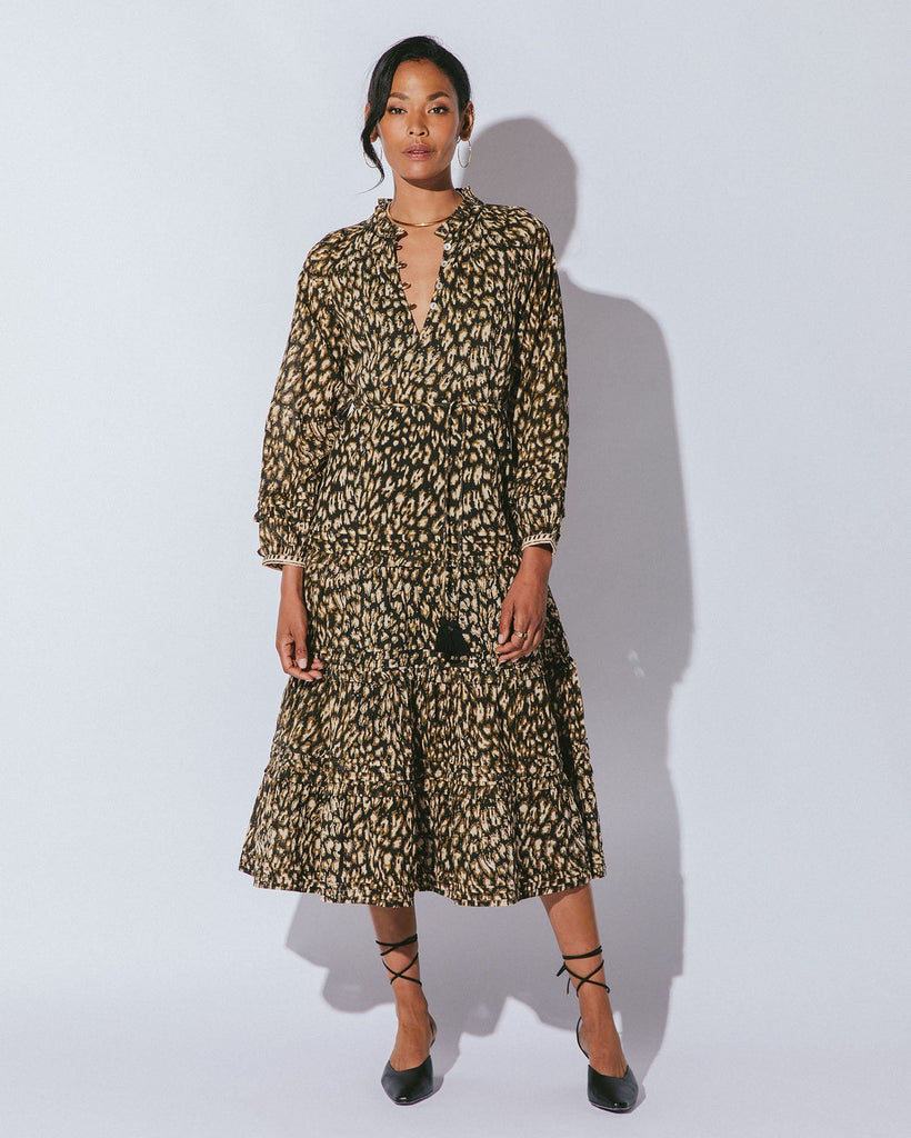 Kendall Midi Dress | Black Leopard | Cleobella - Holiday 2021 - Women's Clothing