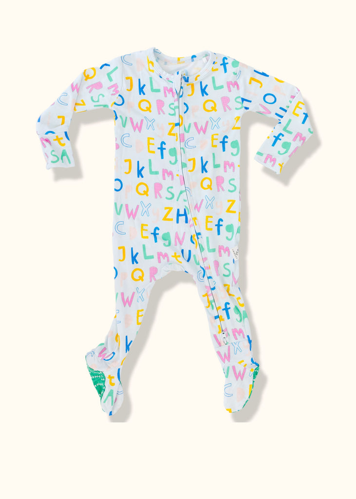 Alphabet Footie Pajama | Multi Pajamas Loocsy 0-3M 