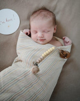 Muslin Swaddle Blanket Organic Cotton (Retro Stripes) | Mushie - Baby Swaddles + Bedding