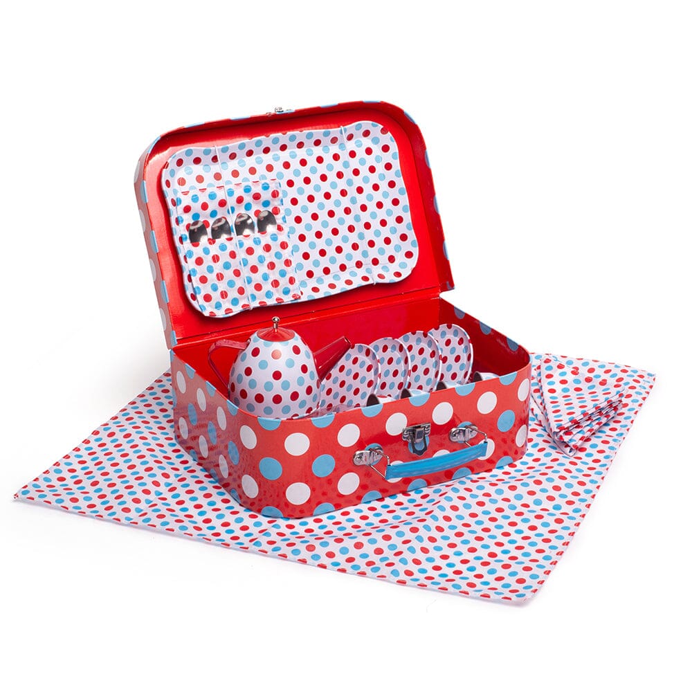 Spotted Tea Set in a Case by Bigjigs Toys US Bigjigs Toys US 