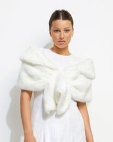 Champagne Wrap in Ivory Faux Fur Unreal Fur
