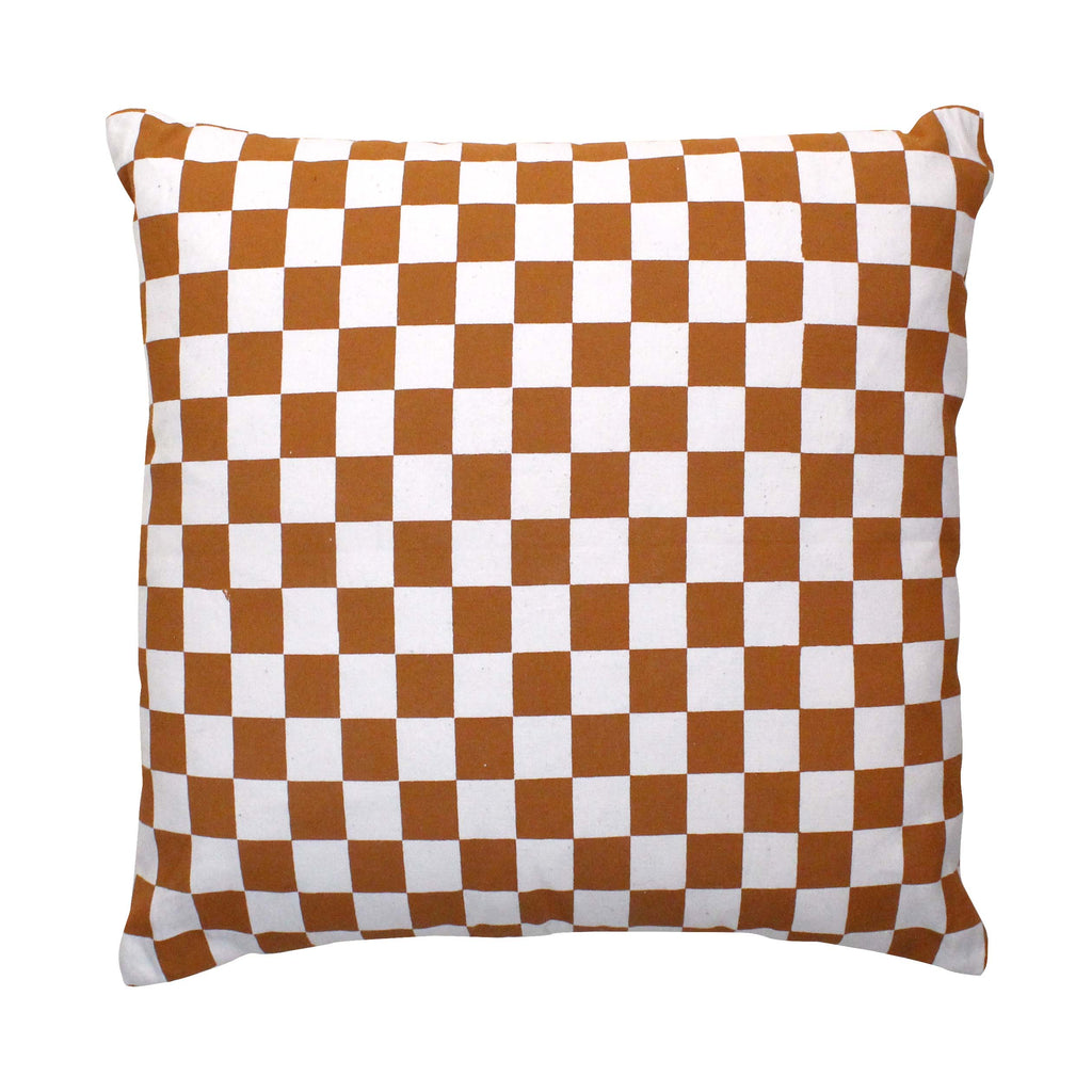 checkered pillow cover Throw Pillow Imani Collective Rust 