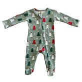 Christmas Trees | Organic Zip Footie Onesies SIIX Collection 0-3M Christmas Trees 