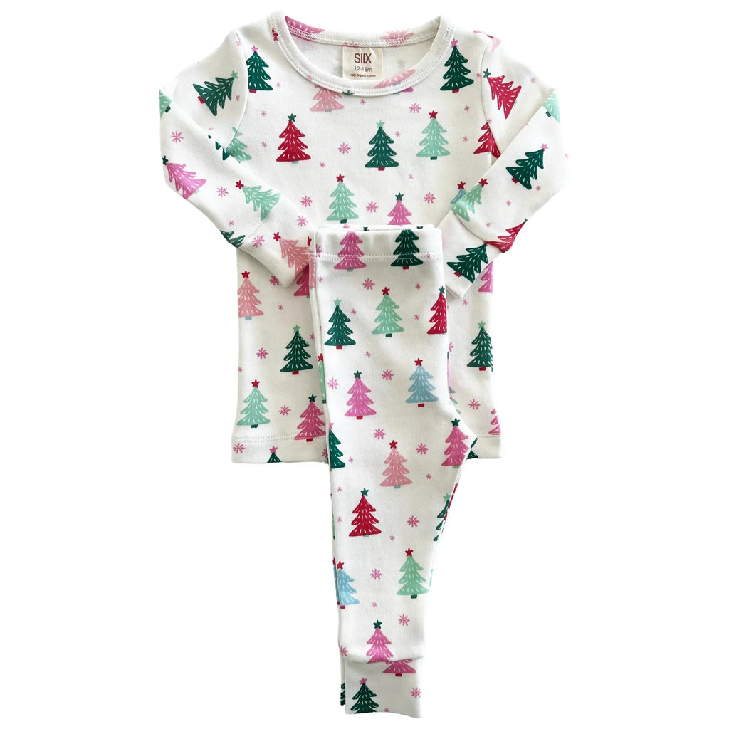 Christmas Trees Pink | Organic 2-Piece Set Pajamas SIIX Collection 