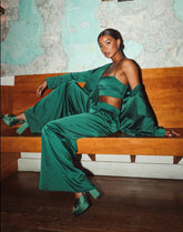 Clurb Crop Top | Emerald Luxe Satin | Show Me Your Mumu | Women's Clothing