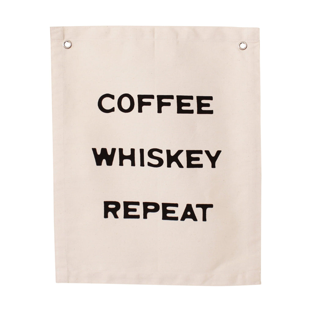 coffee whiskey repeat banner Wall Hanging Imani Collective Natural 