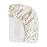 Crib Sheet in GOTS Certified Organic Muslin Cotton | Oat Stripe