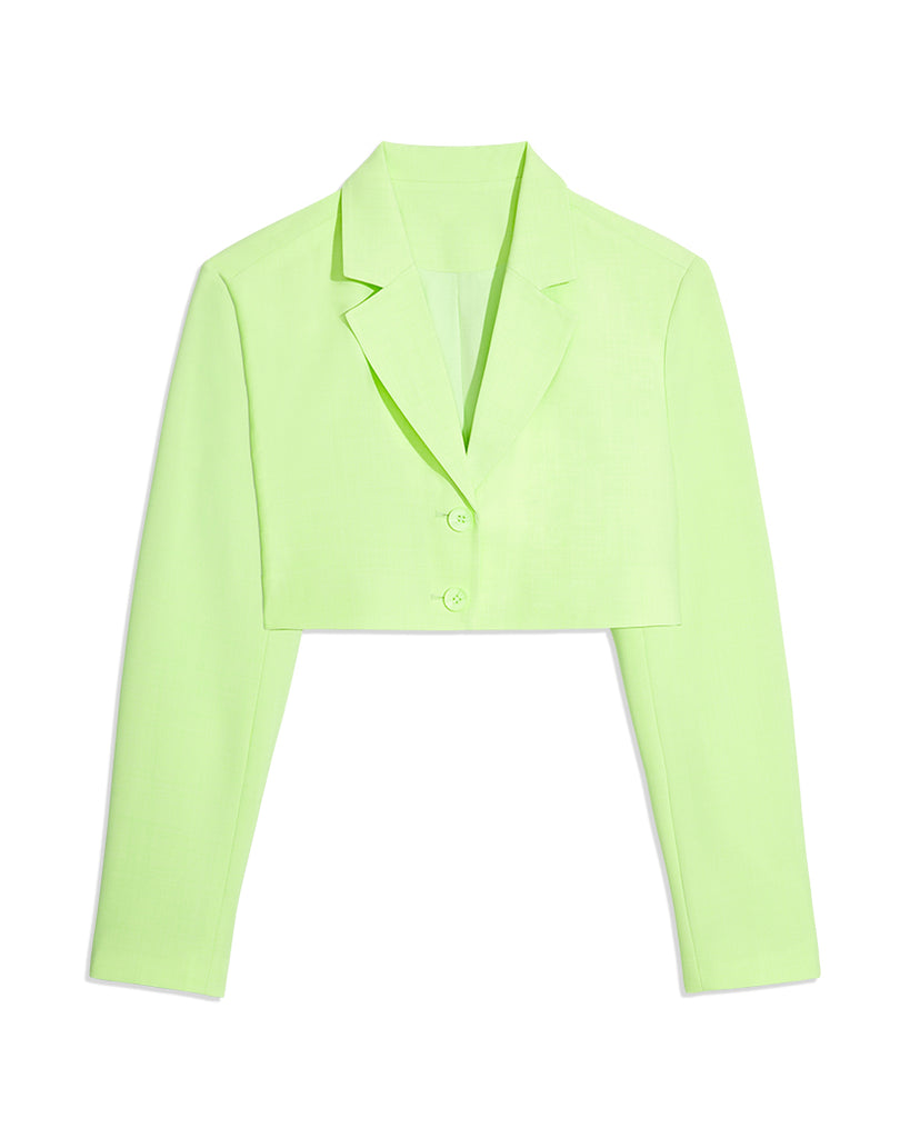 Cropped Suiting Blazer - Sharp Green | We Wore What - Women's Clothing