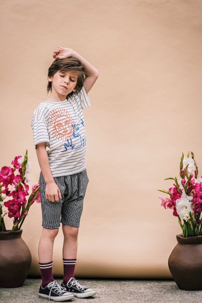 Sun and The Dog Tee in Blue Stripe from Wander & Wonder