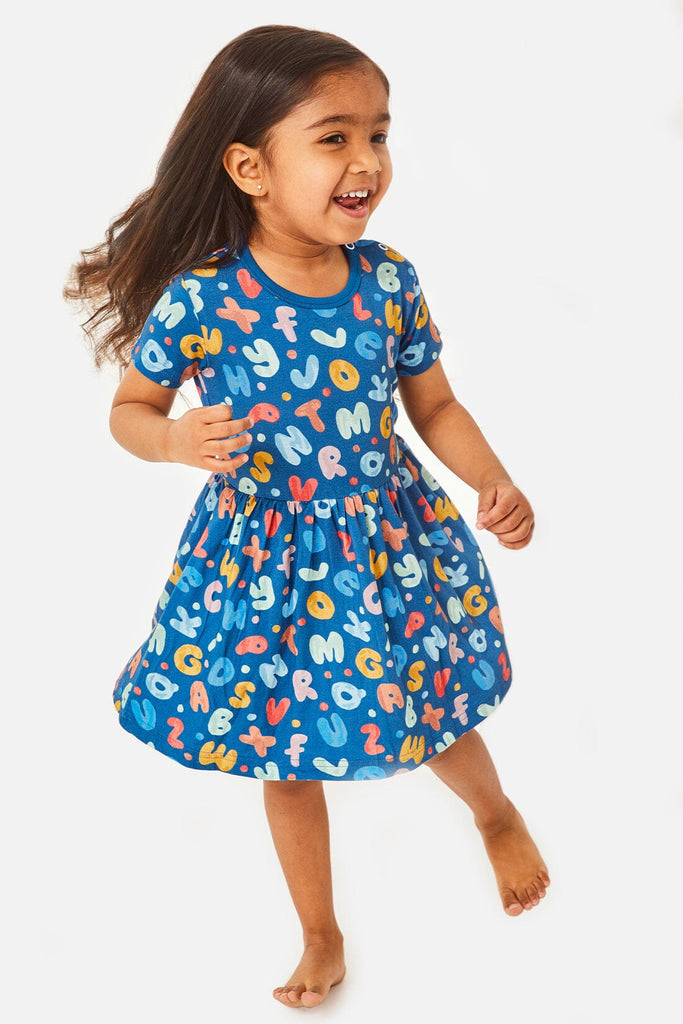 Stretchy Short Sleeve Twirl Dress - Alphabet by Clover Baby & Kids Dresses Clover Baby & Kids 