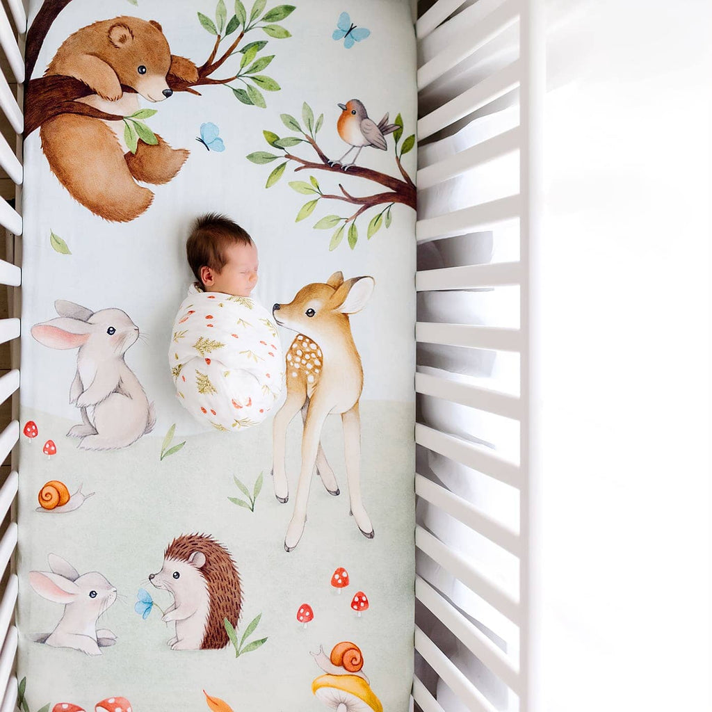 Crib sheet and Swaddle bundle - Enchanted Forest Crib Sheet & Swaddle Rookie Humans 