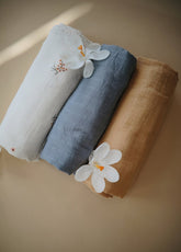 Muslin Swaddle Blanket Organic Cotton (Tradewinds) Blankets + Swaddles Mushie 