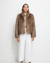 Fur Delish Jacket in Mocha Faux Fur Unreal Fur