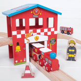 Fire Station Train Set by Bigjigs Toys US Bigjigs Toys US 