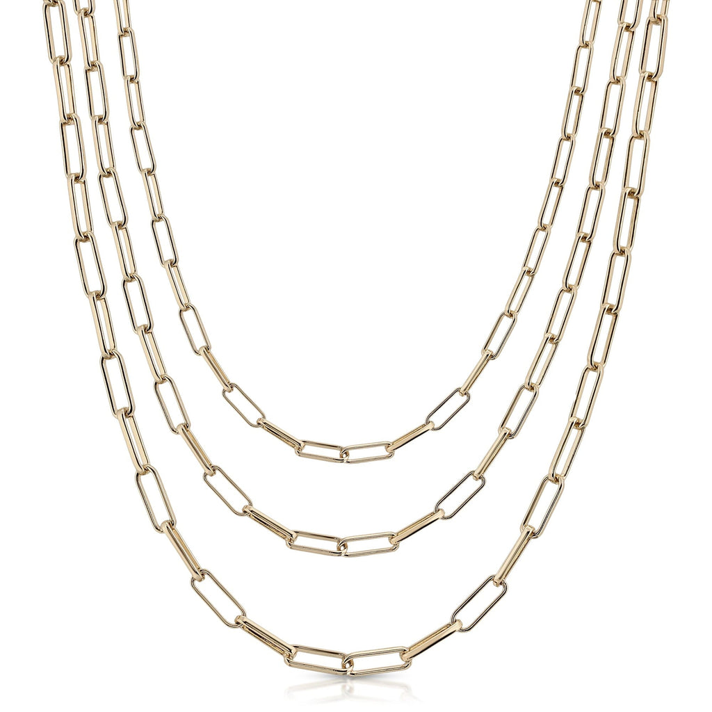 Triple Elongated Link Chain Necklace by eklexic eklexic GOLD 