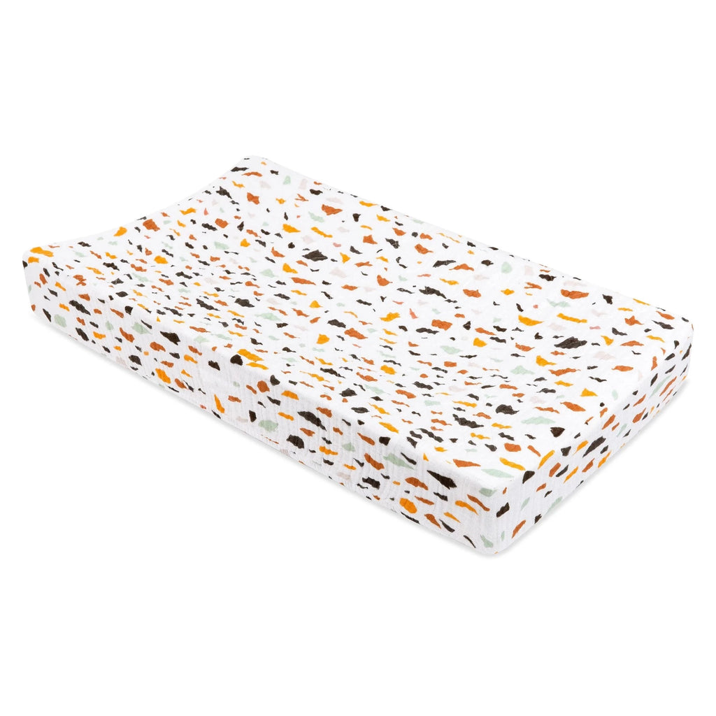 Babyletto | Quilted Changing Pad Cover in GOTS Certified Organic Muslin Cotton | Terrazzo