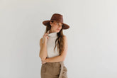 Isla Straw Fedora - Brown Hats Gigi Pip 