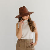 Isla Straw Fedora - Brown Hats Gigi Pip 