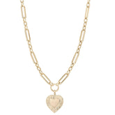 Large Multi Link Chain & Heart Pendant Necklace by eklexic eklexic GOLD 