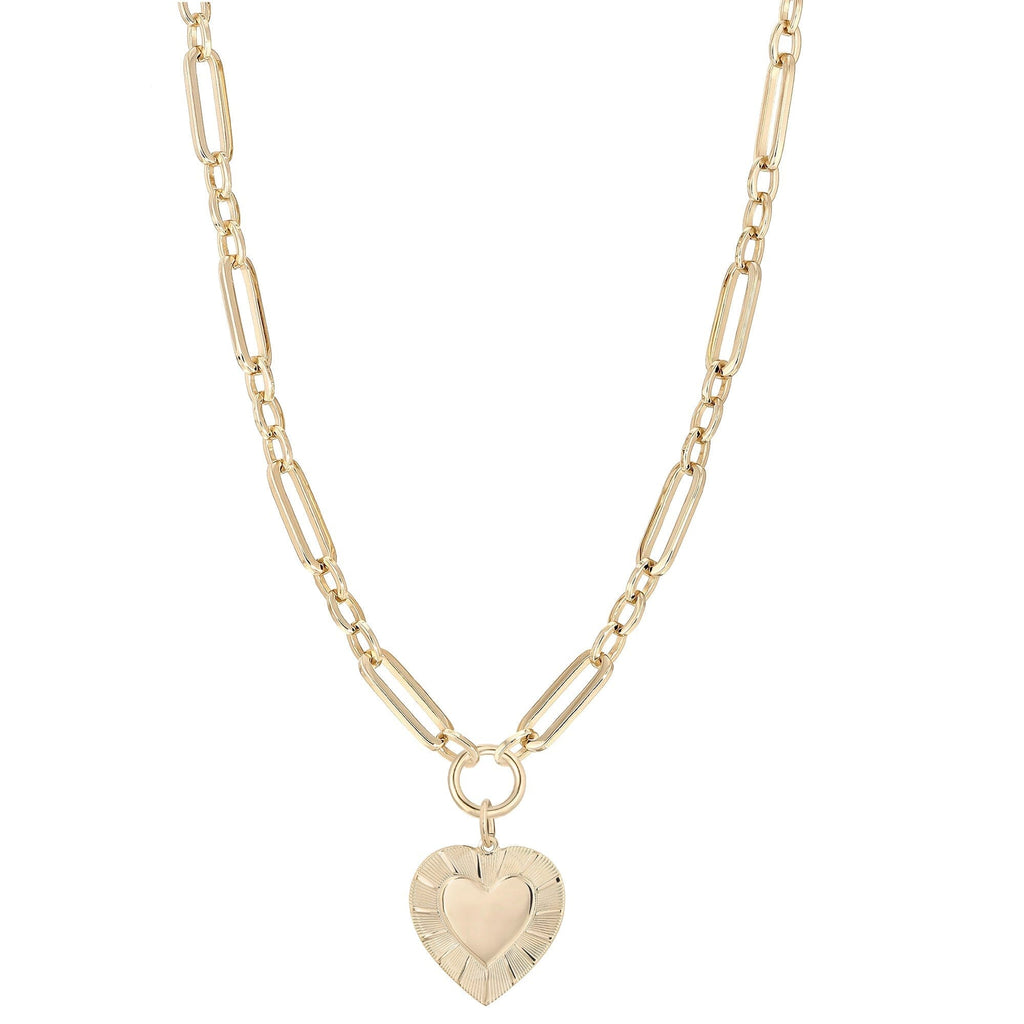Large Multi Link Chain & Heart Pendant Necklace by eklexic eklexic GOLD 
