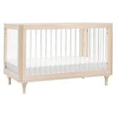 Lolly 3-in-1 Convertible Crib with Toddler Bed Conversion Kit | Washed Natural/Acrylic Crib Babyletto 