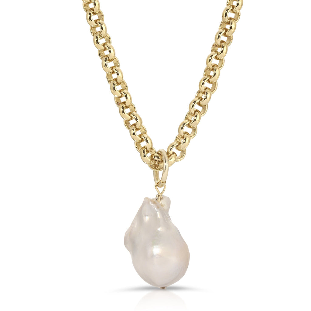 Micro Royal Chain with XL Baroque Pearl Pendant Necklace by eklexic eklexic GOLD 16" 