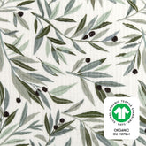 Mini Crib Sheet in GOTS Certified Organic Muslin Cotton | Olive Branches