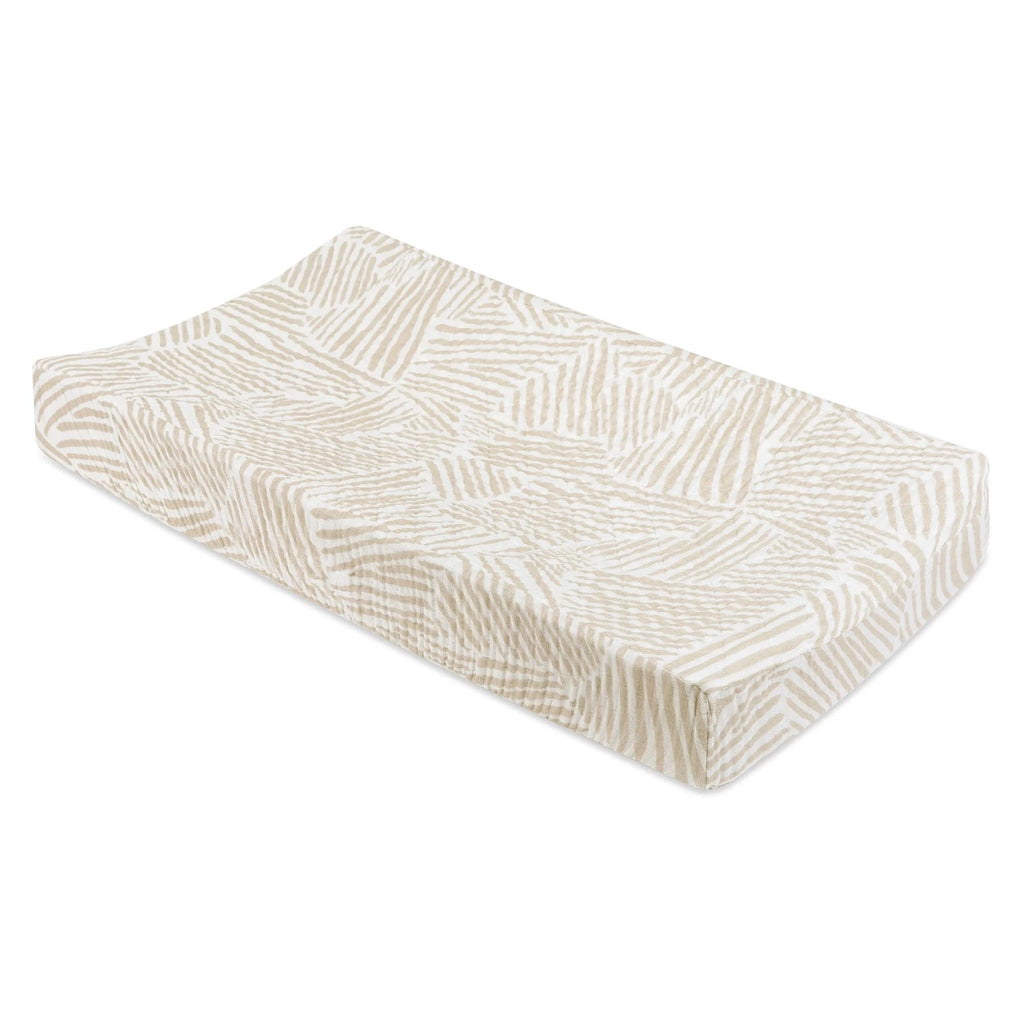 Babyletto | Quilted Changing Pad Cover in GOTS Certified Organic Muslin Cotton | Oat Stripe