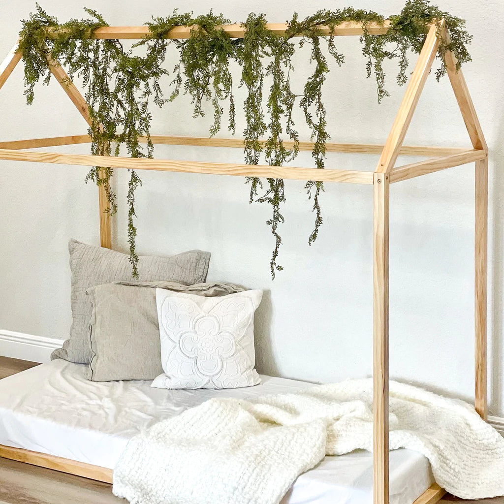 Montessori House Bed - Crib Size - Raw Wood 2 Mama Bees 