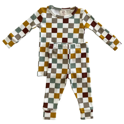 Cannoli Checkerboard | Organic 2-Piece Set Pajamas SIIX Collection 2Y Cannoli Checkerboard 